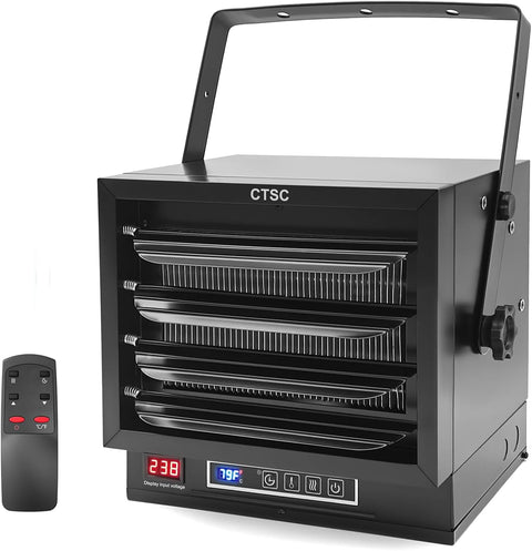 CTSC 8500W Electric Garage Heater, 240v Hard Wired Fan - Forced Ceiling Mount Shop Heater with Remote, Unique Voltage Display Design, Digital Thermostat, 8 - Hour Timer, Ideal for Workshop, ETL Listed - with | Sold by Uncle Wiener's Wholesale