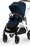 Cybex Gazelle S 2 Stroller – Modular Double Stroller for Infant and Toddler, Includes Detachable Shopping Basket, Over 20+ Configurations, Folds Flat for Easy Storage - Ocean Blue/Silver Frame - with | Sold by Uncle Wiener's Wholesale