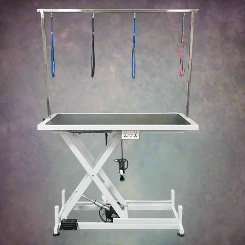 Deluxe Electric Adjustable Pet Grooming Table – Side View

Heavy-Duty Dog Grooming Table with Non-Slip Surface

Electric Lift Grooming Station with Arm Attachments

Pet Grooming Table with Remote Control – Model 1127691

Grooming Table Adjustable Height – Professional Use
