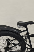 Deviant 26 inch fat tire bike side view on beach
Close-up of Shimano gear and disc brakes
All-terrain mountain bike with wide tires
Fat bike for snow, sand, and trails - Deviant 26 inch