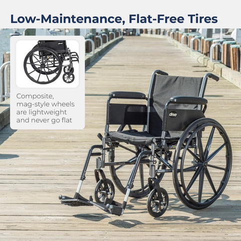 Drive Medical Cruiser Iii Lightweight Wheelchair With Flip Back Removable Arms, 20", 1 Each 1 count - with | Sold by Uncle Wiener's Wholesale