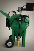 Green dustless sandblaster machine with wheels and nozzle attachment