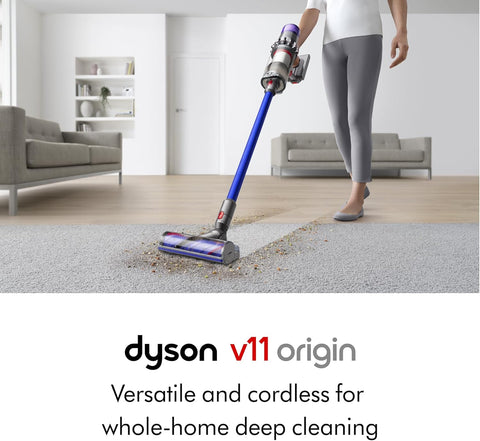 Dyson V11 Origin Cordless Vacuum, Nickel/Blue, scratches on the handle - with | Sold by Uncle Wiener's Wholesale