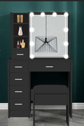 Elegant Vanity Desk with LED Lighted Mirror, Drawers & Stool – Makeup Dressing Table Set - with White HDT025W | Sold by Uncle Wiener's Wholesale