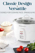Elite Gourmet ERC - 2020 Cuiseur à riz électrique avec pot intérieur en acier inoxydable pour soupes, ragoûts, céréales, garder au chaud, 20 tasses cuites (10 tasses non cuites), blanc - with | Sold by Uncle Wiener's Wholesale