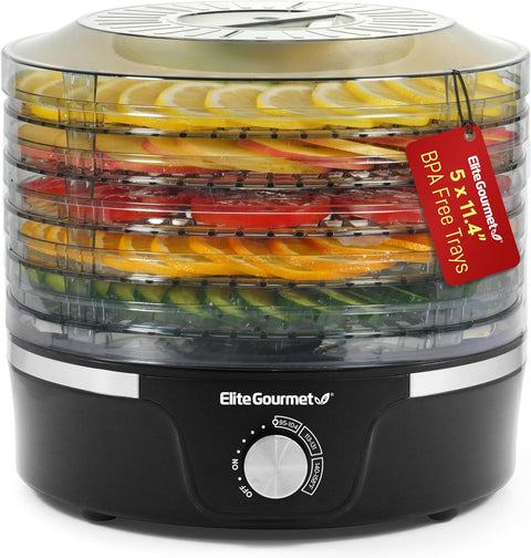 Elite Gourmet Food Dehydrator with Adjustable Temperature and Even Heat Distribution 1016437 - with | Sold by Uncle Wiener's Wholesale