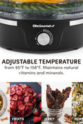 Elite Gourmet Food Dehydrator with Adjustable Temperature and Even Heat Distribution 1016437 - with | Sold by Uncle Wiener's Wholesale