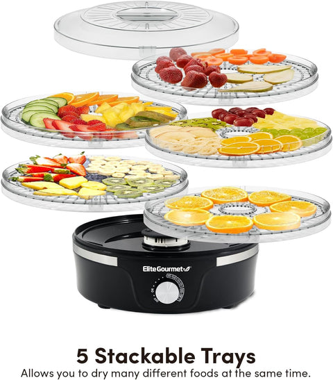 Elite Gourmet Food Dehydrator with Adjustable Temperature and Even Heat Distribution 1016437 - with | Sold by Uncle Wiener's Wholesale