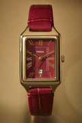 Fossil Women's Raquel Three - Hand Date Red Croco Leather Watch, 23mm - Red - NO SIZE - with Red | Sold by Uncle Wiener's Wholesale