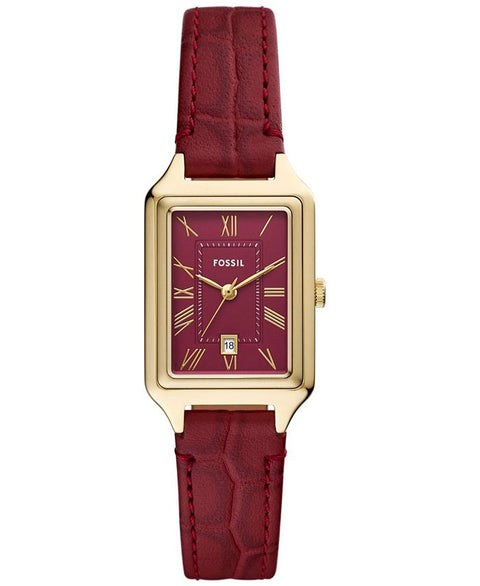 Fossil Women's Raquel Three - Hand Date Red Croco Leather Watch, 23mm - Red - NO SIZE - with Red | Sold by Uncle Wiener's Wholesale