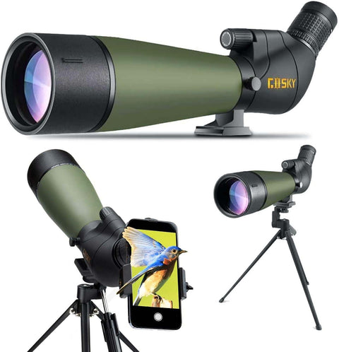 Gosky BAK4 Lunette d'observation 20 - 60 x 80 avec trépied, adaptateur de téléphone et sac de transport, étanche haute définition BAK4 pour la chasse, le tir sur cible, l'observation des oiseaux - with | Sold by Uncle Wiener's Wholesale