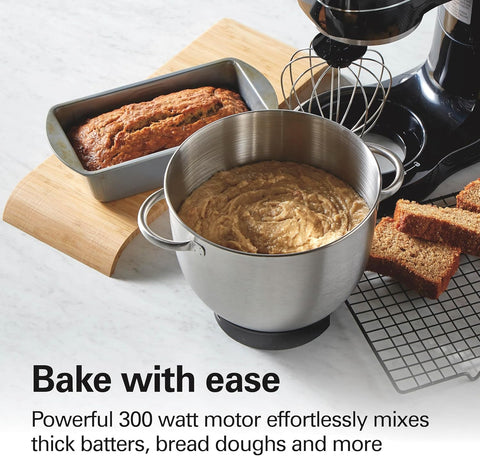 Hamilton Beach Electric Stand Mixer, 4 Quarts, Dough Hook, Flat Beater Attachments, Splash Guard 7 Speeds With Whisk, Black With Top Handle - with | Sold by Uncle Wiener's Wholesale