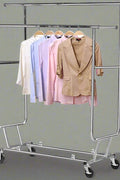 "Heavy-Duty Collapsible Single Rail Clothing Rack with Wheels"

"Adjustable Double Rail Chrome Garment Rack for Retail and Home"

"Heavy-Duty Commercial Clothing Rack Assembly Diagram"

"Smooth Rolling Wheels for Garment Racks – Close-Up View"