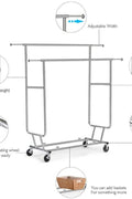"Heavy-Duty Collapsible Single Rail Clothing Rack with Wheels"

"Adjustable Double Rail Chrome Garment Rack for Retail and Home"

"Heavy-Duty Commercial Clothing Rack Assembly Diagram"

"Smooth Rolling Wheels for Garment Racks – Close-Up View"