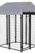 Heavy - Duty Outdoor Dog Kennel House Pen with Roof – 4x4 & 4x8 FT Options - with 4X4X4.3 FT | Sold by Uncle Wiener's Wholesale