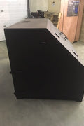 “Top view of black steel garbage incinerator fire pit with vent holes”

“Steel incinerator box with forklift access and reinforced lid”

“High-efficiency vented garbage burner with heavy-duty design”

“Open view of fire pit incinerator showing internal air grates”

“Steel waste disposal incinerator with front-loading forklift pockets”