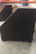 “Top view of black steel garbage incinerator fire pit with vent holes”

“Steel incinerator box with forklift access and reinforced lid”

“High-efficiency vented garbage burner with heavy-duty design”

“Open view of fire pit incinerator showing internal air grates”

“Steel waste disposal incinerator with front-loading forklift pockets”