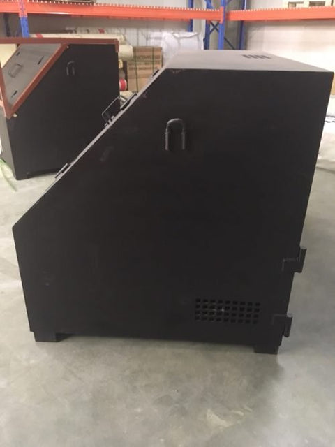 “Top view of black steel garbage incinerator fire pit with vent holes”

“Steel incinerator box with forklift access and reinforced lid”

“High-efficiency vented garbage burner with heavy-duty design”

“Open view of fire pit incinerator showing internal air grates”

“Steel waste disposal incinerator with front-loading forklift pockets”