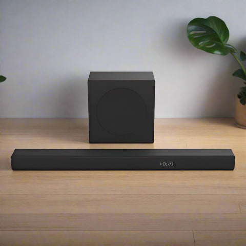 Hisense 3.1 Channel Soundbar with Wireless Subwoofer – Model HS3100
Black Dolby Atmos 480W Soundbar with Wireless Subwoofer by Hisense
Hisense HS3100 3.1 Soundbar Setup with HDMI ARC and Bluetooth