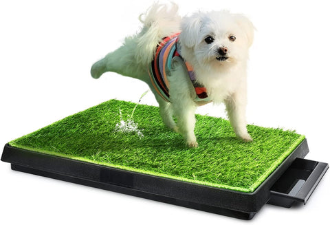 Hompet Dog Toilet Indoor Puppy Training Pad, Dog Potty Pet Training Grass Mat, Removable Waste Tray for Easier Clean Up, Artificial Turf, 25"×20" - with | Sold by Uncle Wiener's Wholesale