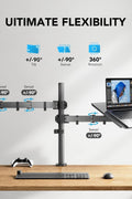 HUANUO Monitor and Laptop Mount with Tray for 13 - 32inch, Fully Adjustable Laptop Notebook Desk Mount up to 17 inch, Weight up to 22lbs, Extension with Clamp and Grommet Mounting Base - with 18x12x16 inch | Sold by Uncle Wiener's Wholesale