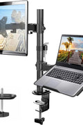HUANUO Monitor and Laptop Mount with Tray for 13 - 32inch, Fully Adjustable Laptop Notebook Desk Mount up to 17 inch, Weight up to 22lbs, Extension with Clamp and Grommet Mounting Base - with 18x12x16 inch | Sold by Uncle Wiener's Wholesale