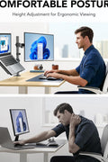 HUANUO Monitor and Laptop Mount with Tray for 13 - 32inch, Fully Adjustable Laptop Notebook Desk Mount up to 17 inch, Weight up to 22lbs, Extension with Clamp and Grommet Mounting Base - with 18x12x16 inch | Sold by Uncle Wiener's Wholesale