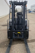 CanLift 5,500 lb electric forklift front side view

Side profile of electric forklift with red cabin

CanLift warehouse forklift with 4-foot lift

Battery-powered forklift in industrial setting

Forklift with cabin and side shift attachment