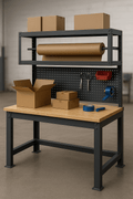 Industrial Packing Workbench – Heavy - Duty Steel Tool Bench with Hardwood Table Top for Warehouse or Workshop - Industrial Workbenches with 60" Work Bench | Sold by Uncle Wiener's Wholesale