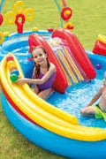 Intex Rainbow Ring Inflatable Paddling Pool Play Center – Kids Water Park with Slide & Sprayers | Model 57453 - with | Sold by Uncle Wiener's Wholesale