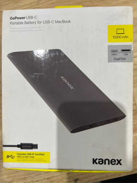 Kanex GoPower K181 - 1010 - Power Bank - 15000 MAh - 3 a - 2 Output Connectors (USB, USB - C) - Black - with | Sold by Uncle Wiener's Wholesale