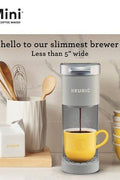 Keurig K - Mini Single - Serve K - Cup Pod Coffee Maker - Gray: Compact, 12 oz Capacity, Automatic Shut - Off, Cord Storage - with <B>Dimensions (Overall):</B> 12.1 Inches (H) x 4.5 Inches (W) x 11.3 Inches (D) | Sold by Uncle Wiener's Wholesale