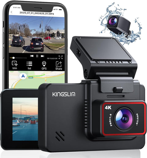 Kingslim D4 Dual Dash Cam with Built - in WiFi GPS, Front 4K/2.5K Rear 1080P for Cars , 3" IPS Touchscreen 170° FOV Dashboard Camera with Sony Starvis Sensor, Support 256GB Max - with | Sold by Uncle Wiener's Wholesale