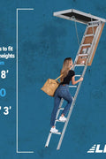 10-foot aluminum attic ladder for 54 x 22.5 ceiling opening
LITE attic ladder with 375 lb capacity – folding design
Type IAA-rated heavy-duty aluminum attic ladder
Attic ladder with wide non-slip treads for safe access