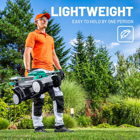 Litheli 20V 13" Cordless Lawn Mower, Electric Lawn Mowers for Garden, Yard and Farm, 5 Heights, with Brushless Motor, NO BATTERY, Charger included - with Green Brushliess | Sold by Uncle Wiener's Wholesale