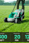 Litheli 20V 13" Cordless Lawn Mower, Electric Lawn Mowers for Garden, Yard and Farm, 5 Heights, with Brushless Motor, NO BATTERY, Charger included - with Green Brushliess | Sold by Uncle Wiener's Wholesale