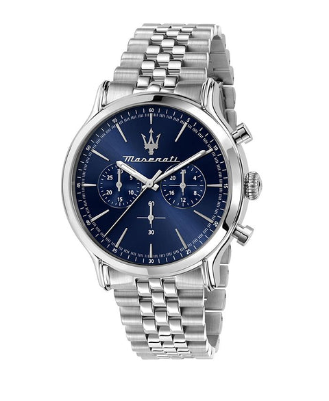 Maserati Men's Chronograph Stainless Steel Metal Band Watch, 42mm - Silver - No Size - with Silver | Sold by Uncle Wiener's Wholesale