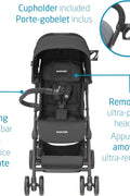 Maxi - Cosi Lara Ultra Compact Stroller, Airplane Carry - on Compliant for travel, Lightweight, one - hand fold, large storage, inludes travel bag Essential Black - with | Sold by Uncle Wiener's Wholesale