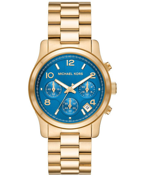Michael Kors Women's Runway Quartz Chronograph Gold - Tone Stainless Steel Watch 38mm - Yellow - with Yellow | Sold by Uncle Wiener's Wholesale