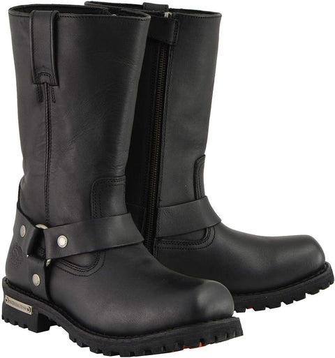 Milwaukee Leather Men's Wide - Width Classic Black Leather 11 - Inch Square Toe Motorcycle Harness Boots MBM131W - 13W - with | Sold by Uncle Wiener's Wholesale