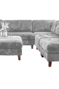 Modular 10ft Wide Corduroy Sofa – Modern Room Furniture with Plush Texture - with Light Gray | Sold by Uncle Wiener's Wholesale