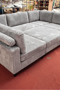 Modular 10ft Wide Corduroy Sofa – Modern Room Furniture with Plush Texture - with Light Gray | Sold by Uncle Wiener's Wholesale