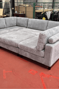 Modular 10ft Wide Corduroy Sofa – Modern Room Furniture with Plush Texture - with Light Gray | Sold by Uncle Wiener's Wholesale