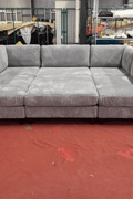 Modular 10ft Wide Corduroy Sofa – Modern Room Furniture with Plush Texture - with Light Gray | Sold by Uncle Wiener's Wholesale