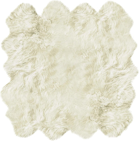 Natural Sheepskin Rug with Thick and Lush 2.5 Inch Pile | Hypoallergenic Sheep Fur Rug with Anti - Skid Back l Sheepskin Wool Area Rugs, Natural, 7 ft x 6 ft - with Natural | Sold by Uncle Wiener's Wholesale