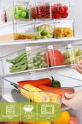 10-pack clear plastic refrigerator and pantry storage bins in assorted sizes with lids and built-in drain tray – BPA-free PET material