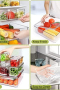 10-pack clear plastic refrigerator and pantry storage bins in assorted sizes with lids and built-in drain tray – BPA-free PET material