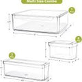 10-pack clear plastic refrigerator and pantry storage bins in assorted sizes with lids and built-in drain tray – BPA-free PET material