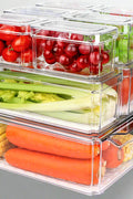 10-pack clear plastic refrigerator and pantry storage bins in assorted sizes with lids and built-in drain tray – BPA-free PET material