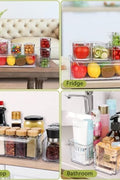 10-pack clear plastic refrigerator and pantry storage bins in assorted sizes with lids and built-in drain tray – BPA-free PET material